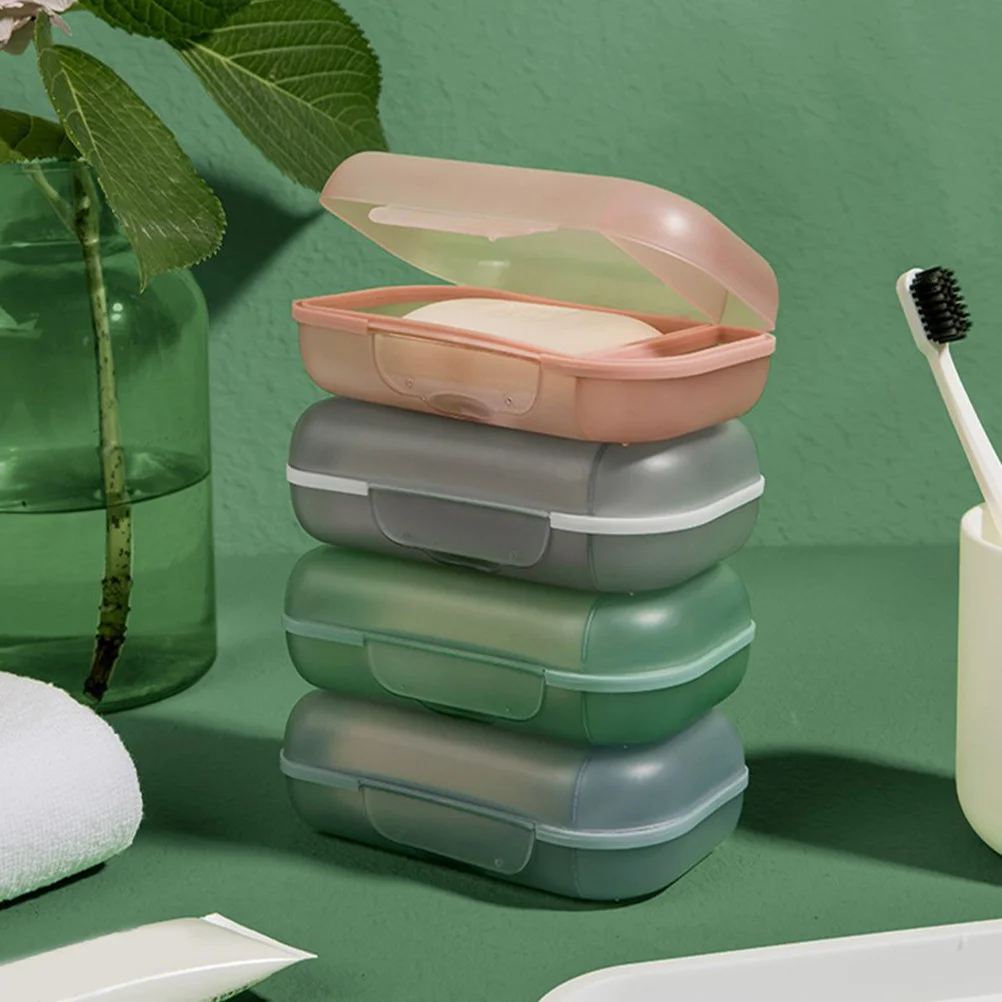 

4Pcs Travel Soap Dish Box Lid Compact Storage Organizer Shower Tray Household Accessories Soap Box Holder