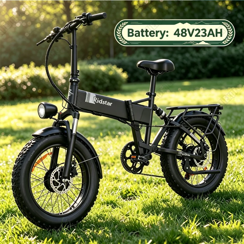 Ridstar H20 Elektrofahrrad mit Doppelmotor, Faltbar, 48V23AH Versteckter Akku, Elektrofahrrad für Erwachsene, 20*4,0 Zoll Fatbike-Reifen