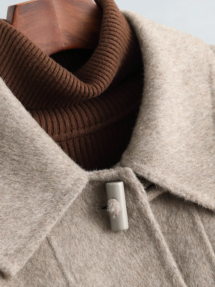 Mittellanger Slim-Fit-Wollmantel für Damen, doppelseitiger Alpaka-Samt, High-End-Feeling, Herbst-Winter, neuer Sle, Pendler-Sle