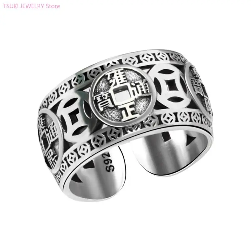 62KE Handmade Aged Brass Alloy Statement Ring Unique Design Unisex Jewelry Accessory