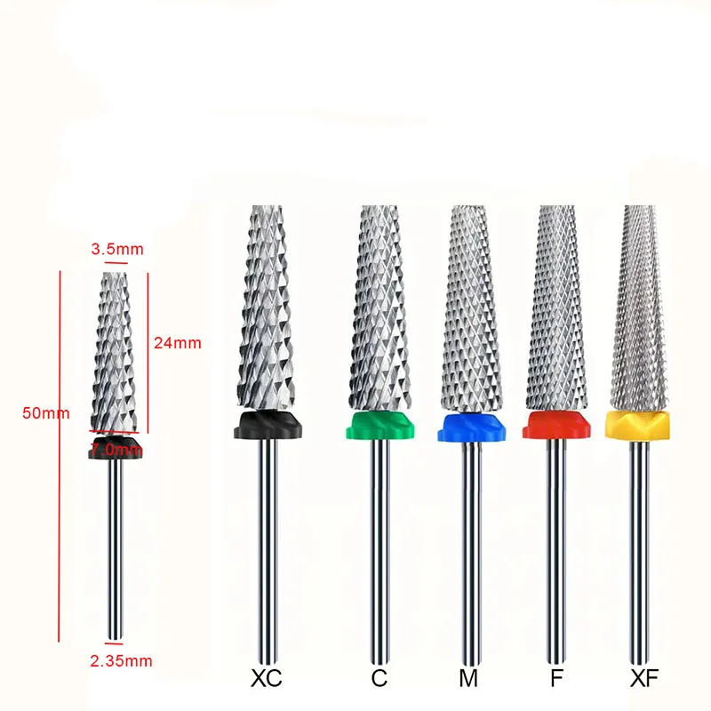 Brocas para uñas de carburo de tungsteno extralargas 5 en 1, 24mm, accesorios de seguridad para salón de uñas, eliminación eficiente de esmalte de Gel acrílico N