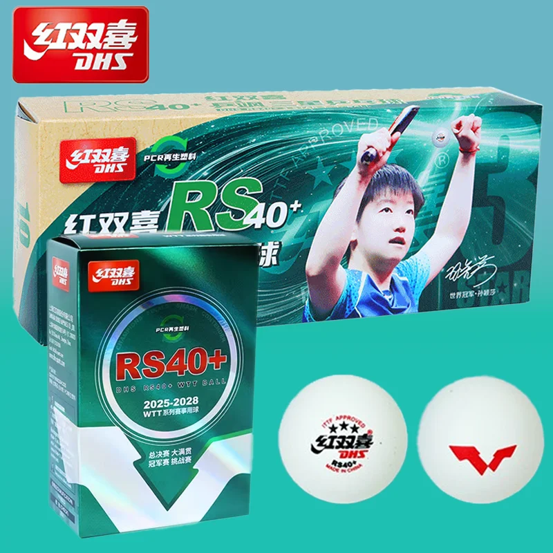 

Original DHS RS40+ 6/10Pcs/Box New Material Pingpong Ball White 2025 WTT Competition ITTF Approved 3 Stars Table Tennis Balls