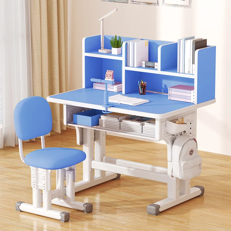 Children's study desk, adjustable for sitting, home study desk, solid wood desk for primary and secondary school students, writi