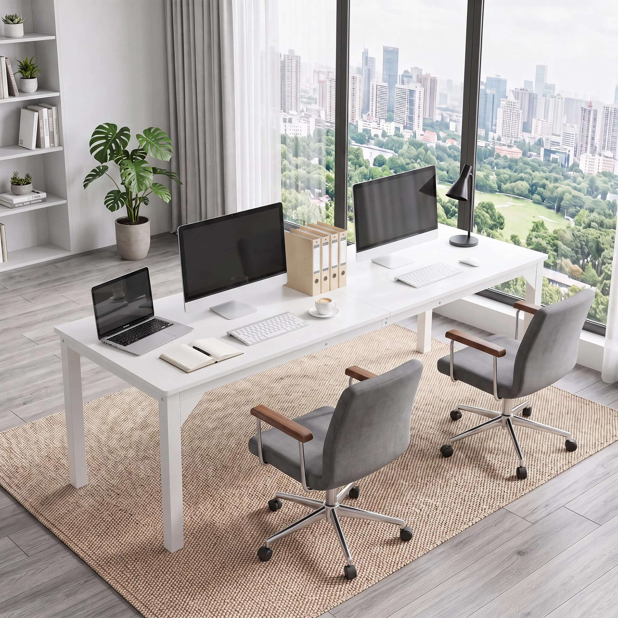 78.7 Inch Extra Long Computer Desk For 2 People, Executive Home Office Desk With Metal Frame, Large Gaming Study Table, 300 Lb Capacity