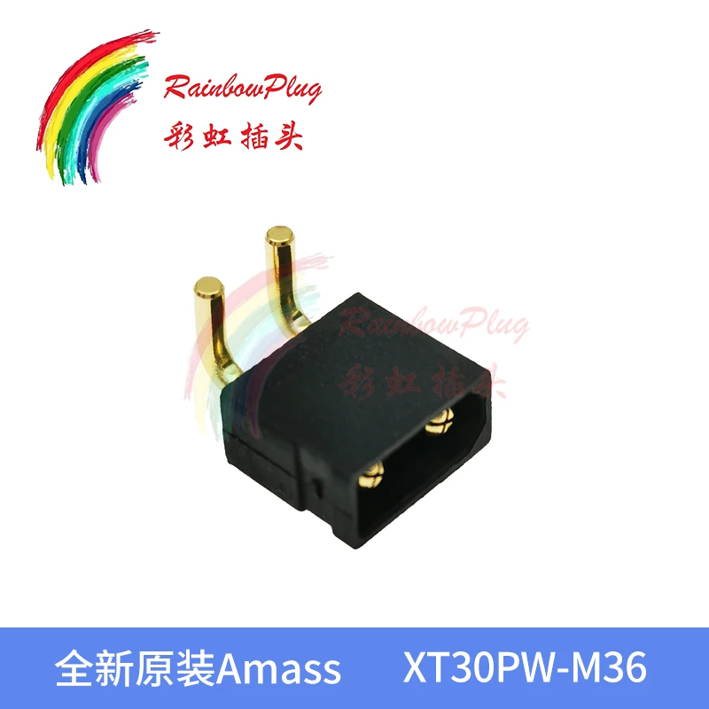 Amass XT30PW Male For PCB Board Plug Banana Golden XT30 Connector Black 3.6mm 90 Degrees Right Angle XT30PW-M36