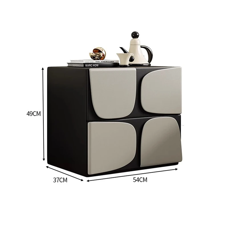 

Simple modern solid wood bedside table Cream wabi wind light luxury high-end bedroom household small bedside storage cabinet