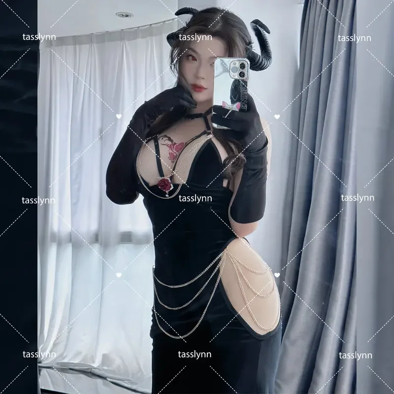 Anime Cosplay Overlord Albedo Cosplay Costumes Albedo Dress Succubus Black Christmas Dress Halloween Costumes