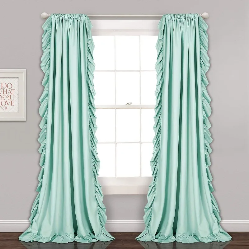1pc Multi-Color Ruffled Curtains Semi-Shading Window Drape Rod Pocket Sheer Shabby Chic Curtain Privacy Panel Bedroom Decor