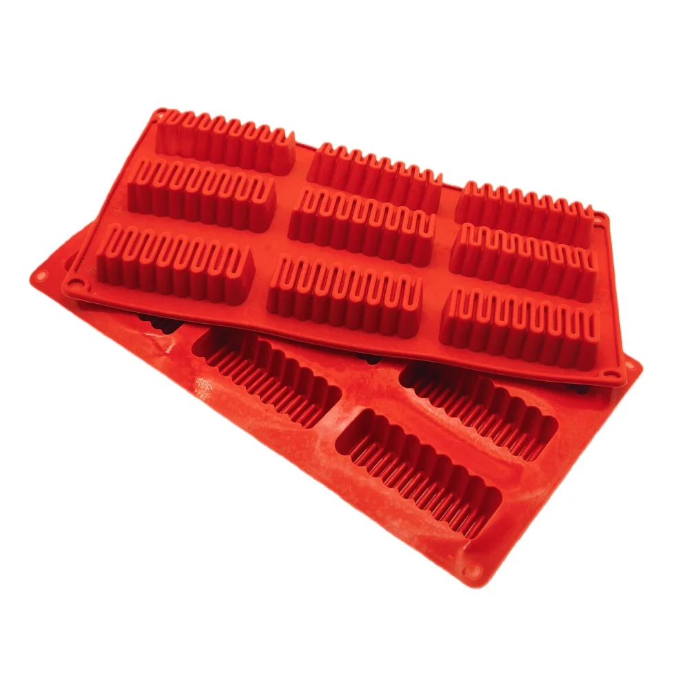 

9 Hole Thread Silicone Chocolate Bar Mold Strip Wavy Mousse Dessert Biscuit Baking Mould Silicone Pastry Ice Grid Baking Tools