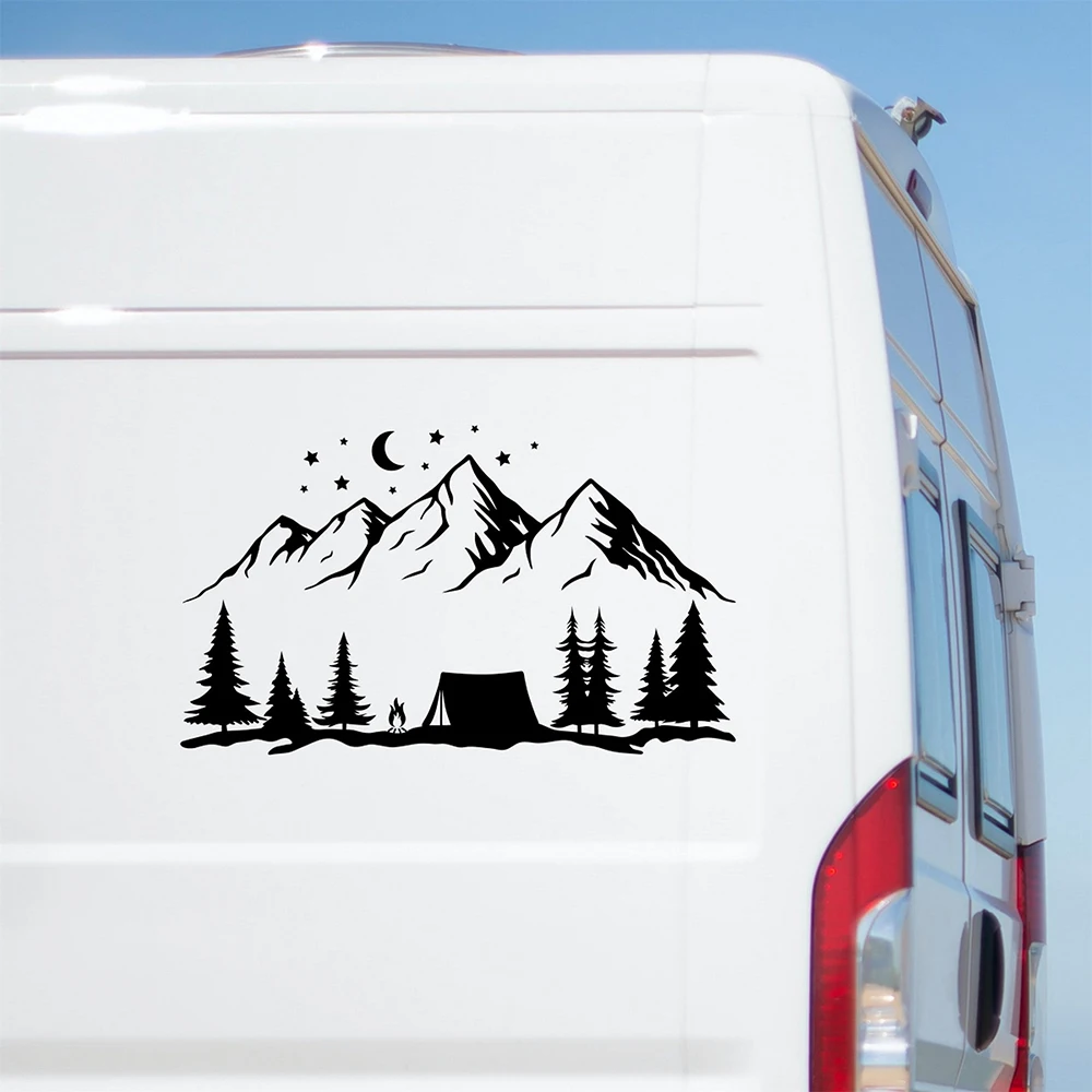 Camping Tent Mountain Sticker Large Caravan Motorhome Stickers Adventure Mountains Camping RV Truck Decal Horsebox Car Van Decal