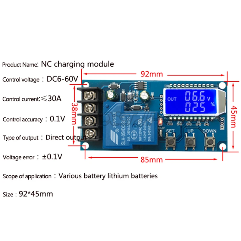 6-60V 30A Lead-Acid Lithium Battery Charger Control Module Automatic Charging Control Overcharge Protection Board