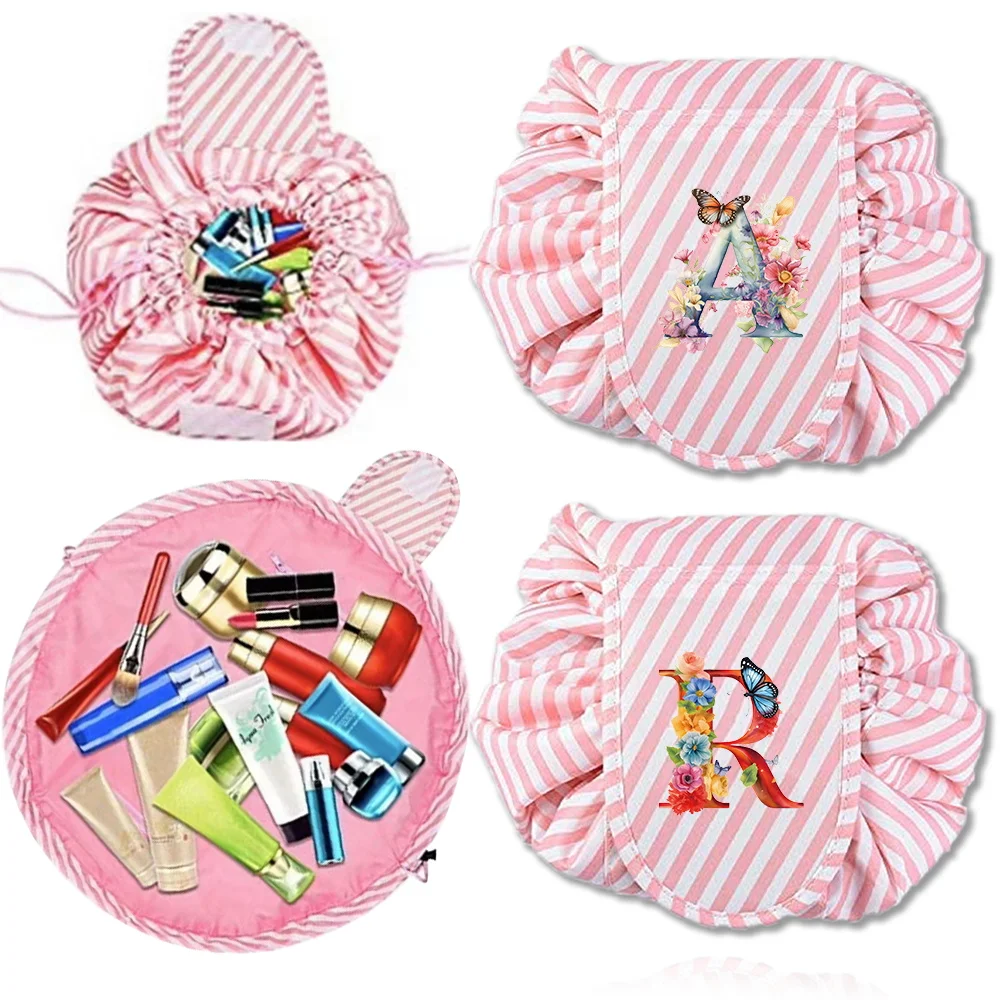 Makeup Pouch Cosmetic Bags Drawstring Cosmetic Bag Women Travelneedments Organizer Wash Bag Butterfly Letter Printing Series