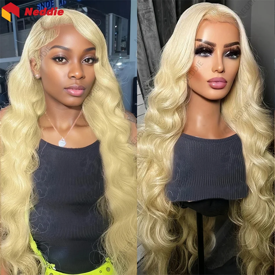 Blonde 613 Body Wave 13x6 Long Lace Frontal Wig Neddie Preplucked Lace Front Human Hair Cheap Wigs For Women On Sale Clearance