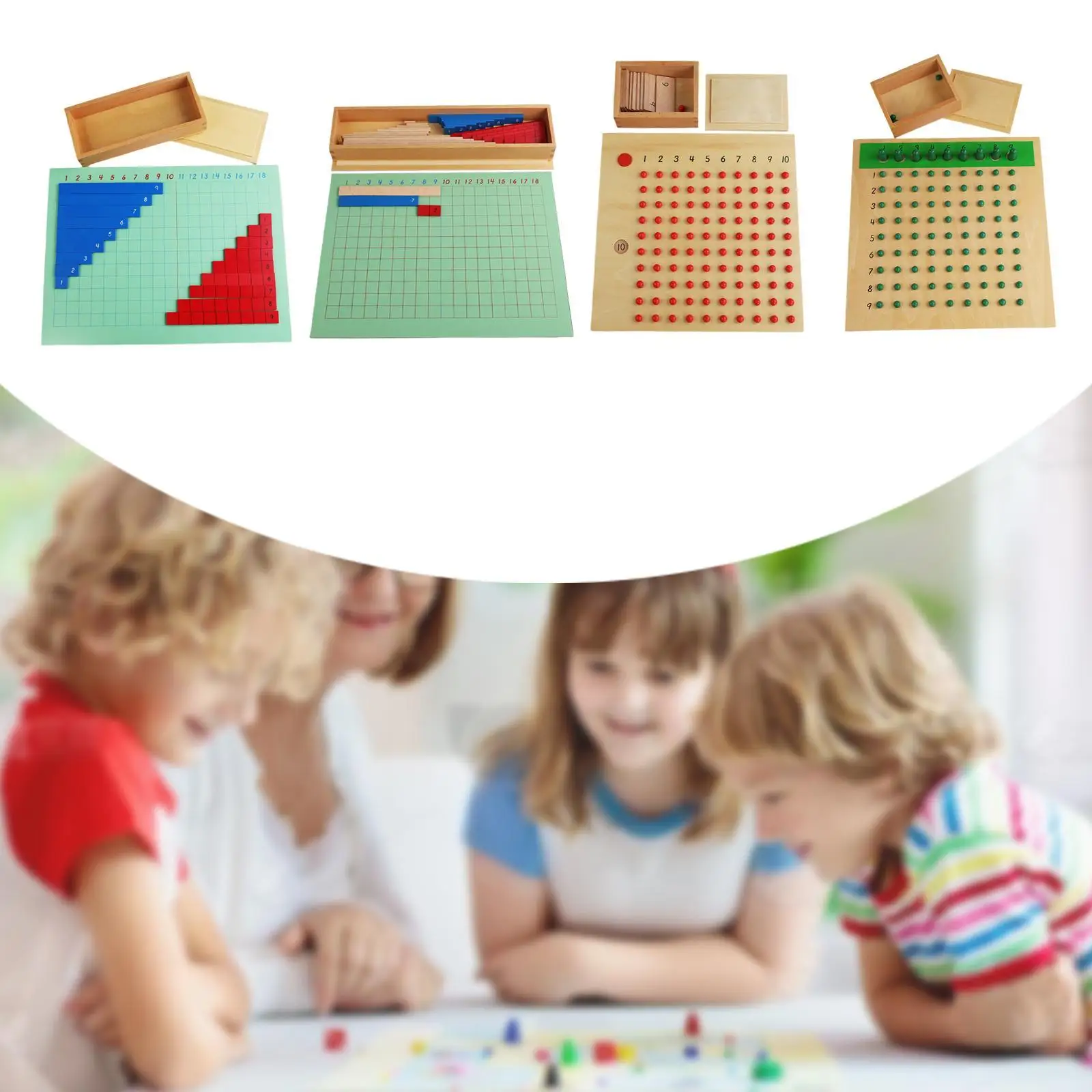 Multiplication and Division Board Addition Subtraction Learning Classroom Arithmatics Wooden Math Manipulatives for Toddlers