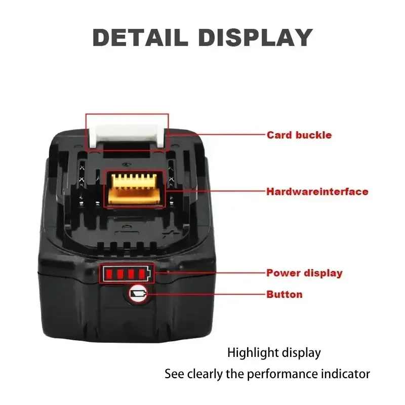 Original 18VMakita Lithium Ion Rechargeable Battery 18.0Ah for Makita BL1860, BL1830, BL1850 Batteries, Durable and Long-lasting