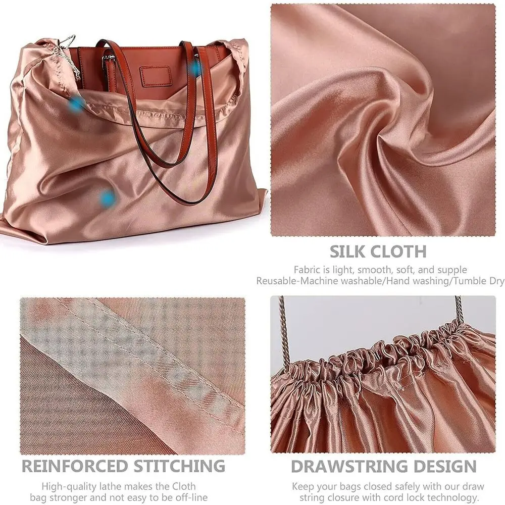 

Simple Silk Cloth Dust Bags Thick Travel Pouch with Drawstring Dustproof Dust Cover Storage Bags Tote Purses