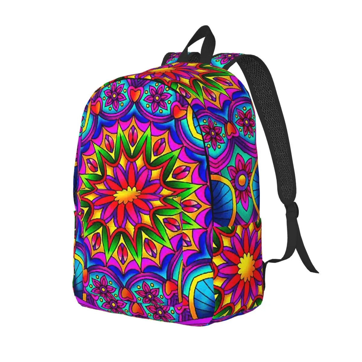 Psychedelic Summer Color Mandala Print Backpack Daypack Large Capacity Children BookBag School Bag Shoulder Bags for Men Women