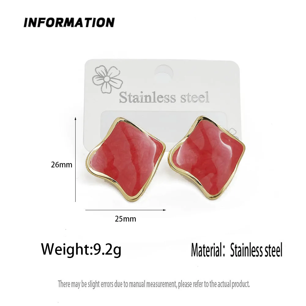 Trendy irregular square stainless steel women's earrings, waterproof and non-fading heavy metal earrings, wedding party gifts