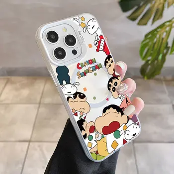 Magnetické pouzdro Crayon Shin-chans Magsafe pro iPhone 14 11 12 13 15 16 Pro Max Plus s bezdrátovým nabíjením a ochranným zadním krytem 6 nejlepší prodej Pouzdro na iPhone s pastelkou Shin Chan - №1