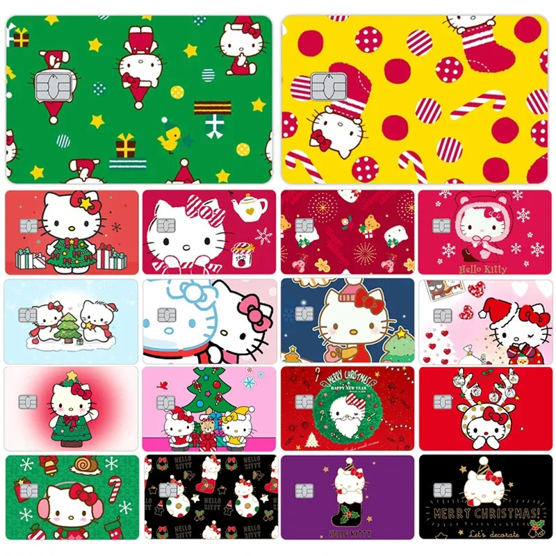 

Winter Christmas Hello Kitty Cartoon Credit Card Skin Stickers for VISA Bank Card Transportation Card Waterproof Sticker Gift