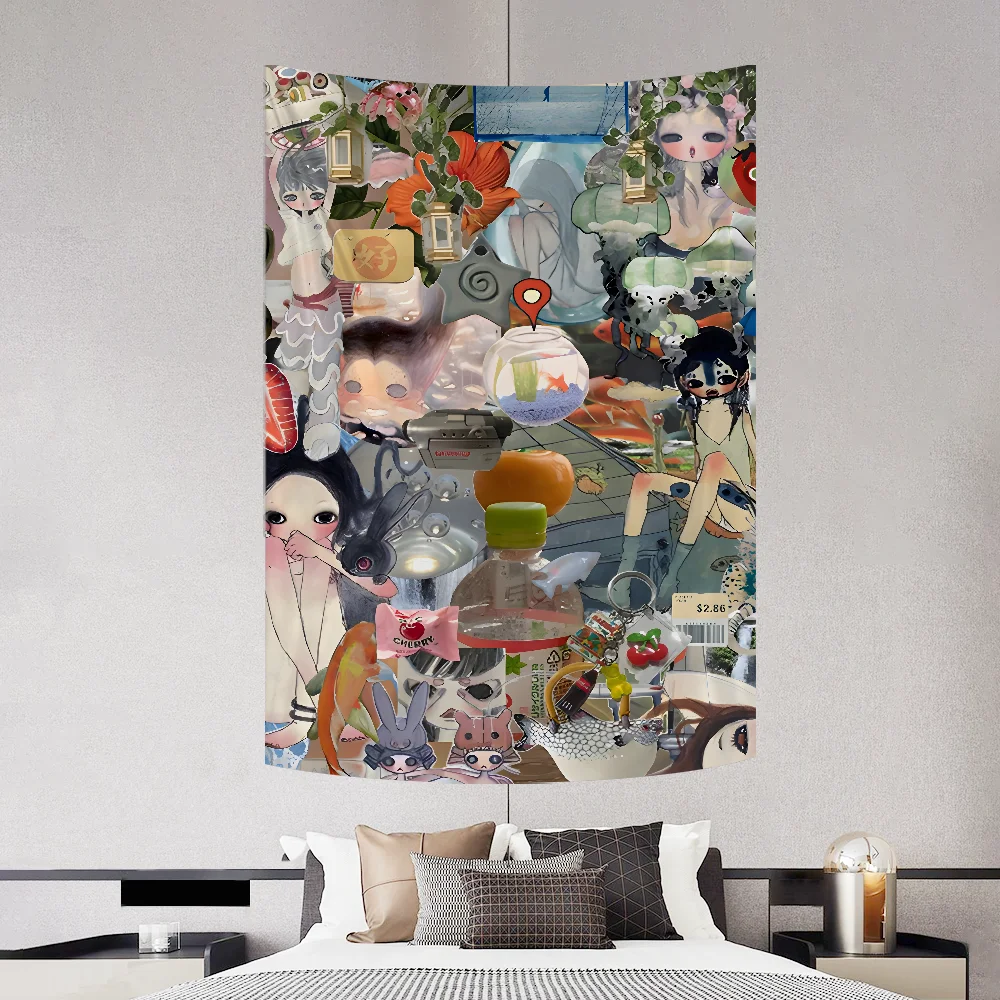 Art A-Aya T-Takano-ES Tapestry Decoration Party Background Hanging Cloth Bedroom Tapestry Room Decor Aesthetic