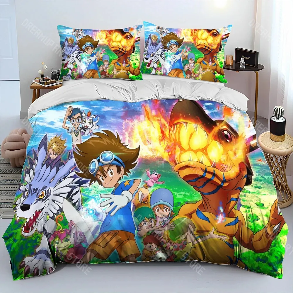 3D Printed Digimon Adventure Monster Bedding Set for Boys Girls Duvet Cover Pillowcase Twin Queen King Full Single Double Sizes