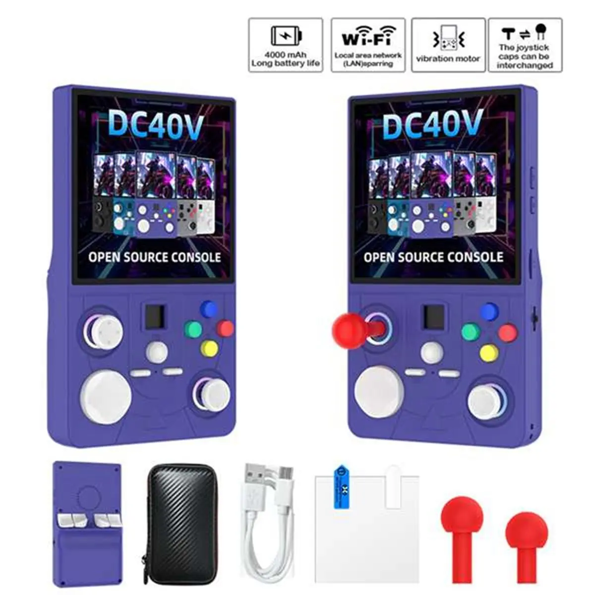 A86G NEW DC40V Retro Handheld Game Console Linux WiFi GamePad RGB Ligh Effect 4.0inch IPS Screen Supports 30+ Emulators B