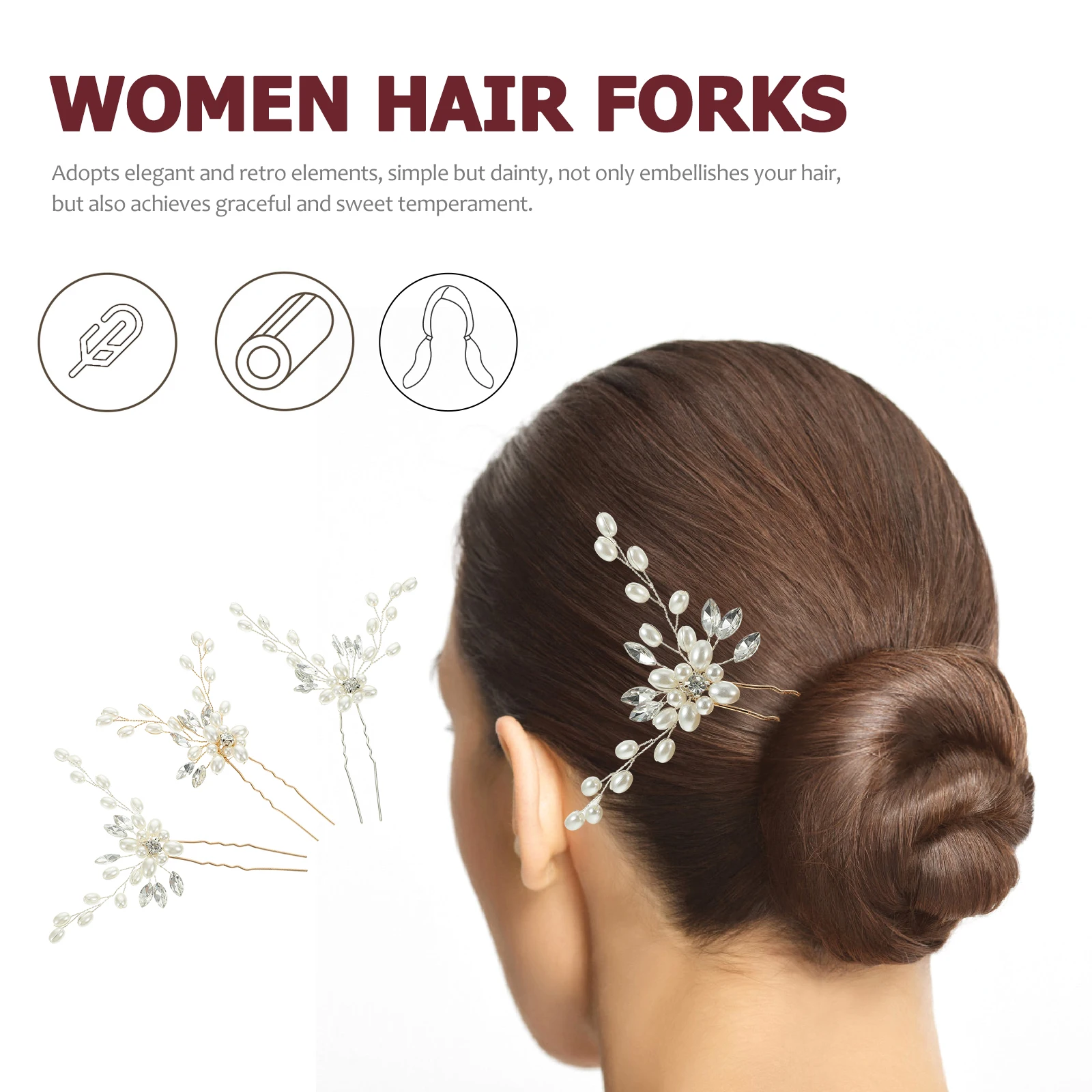 

3Pcs Pearl Hairpin Bridal Hair Shaped Wedding Hair Accessory Zircon Decor Bride Hairpieces Bridal Hairpin