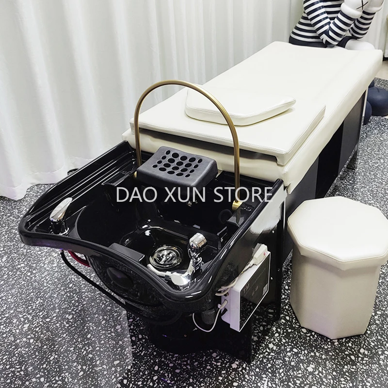 Thai Shampoo Bed Wash Hair Wooden Fumigation Head Spa Water Circulation Bed Therapy Fauteuil Coiffure Salon Furniture MQ50SC