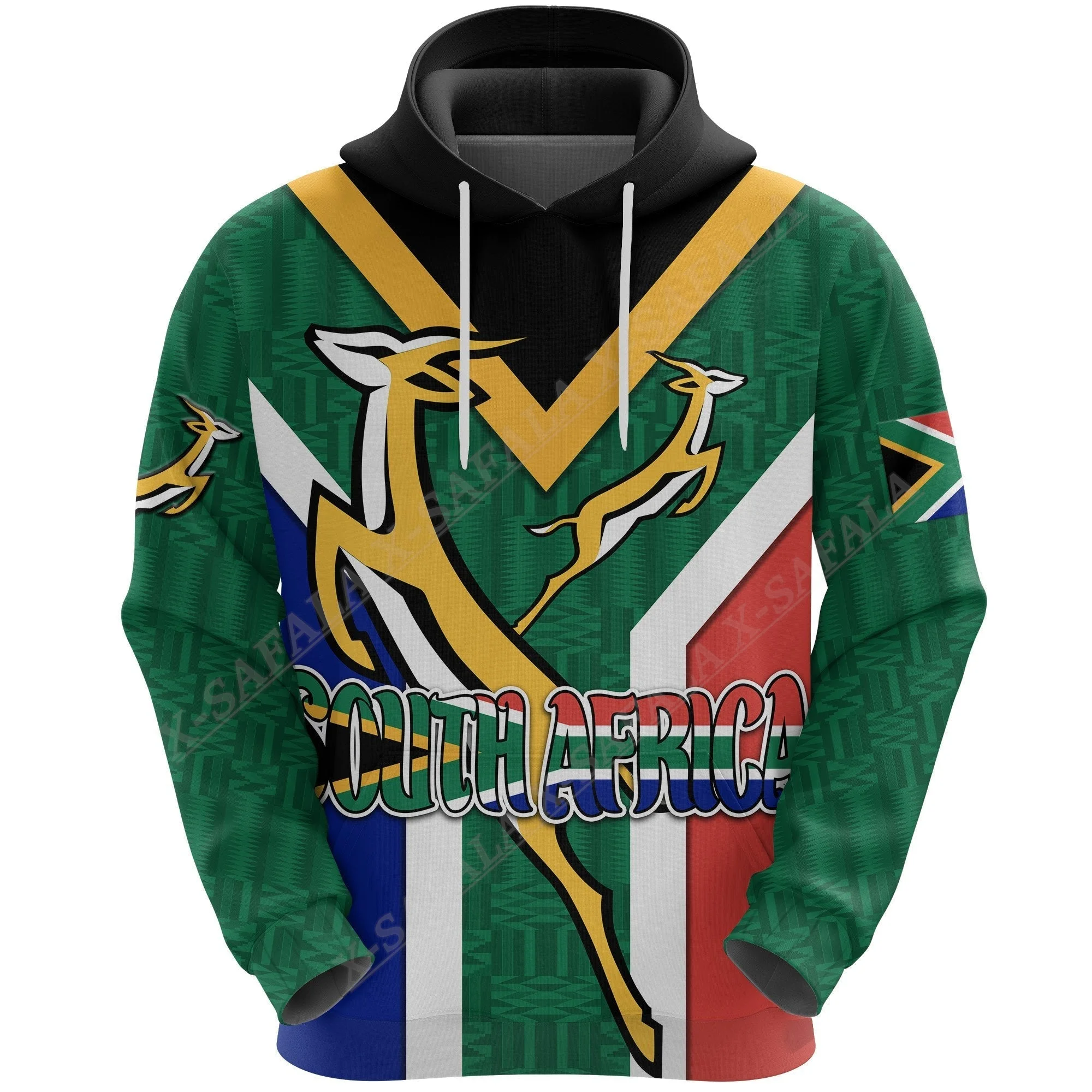 South Africa Springbok Rugby Flag 3D Print Zipper Hoodie For Men Pullover Sweatshirt Hooded Jersey Tracksuit Outwear Coat Casual