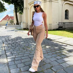 Y2k New Women Brown Jeans High Waist Wide Leg Pants Femme Trousers Comfort Casual Denim Mom Pants Washed Jean Pants