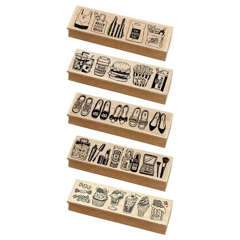 Rechteckiger Bastelstempel aus Holz für Tagebücher, Collagen und Geschenkverpackungen 3XUF – Detail 9