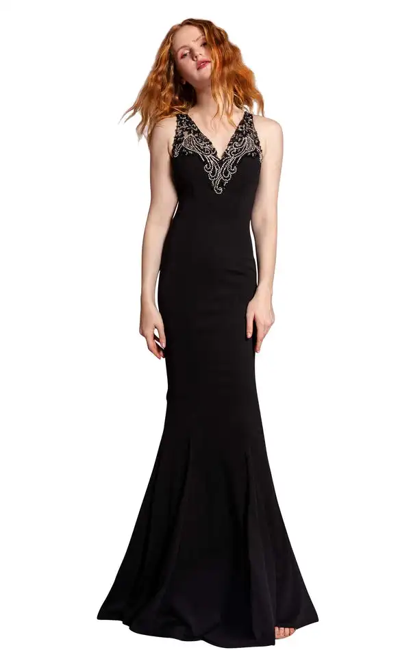 

Длинные платья из джерси в стиле ретро с бисером и блестками, со стразами и v-образным вырезом на заказ, классические размеры, доступны