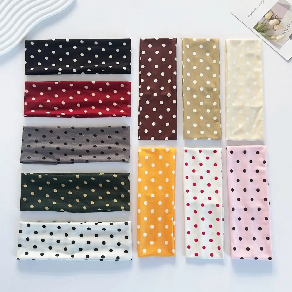 New Polka Dot Yoga Headband Elastic Sweat-absorbent Makeup Headband Hair Accessories Sport Hairband
