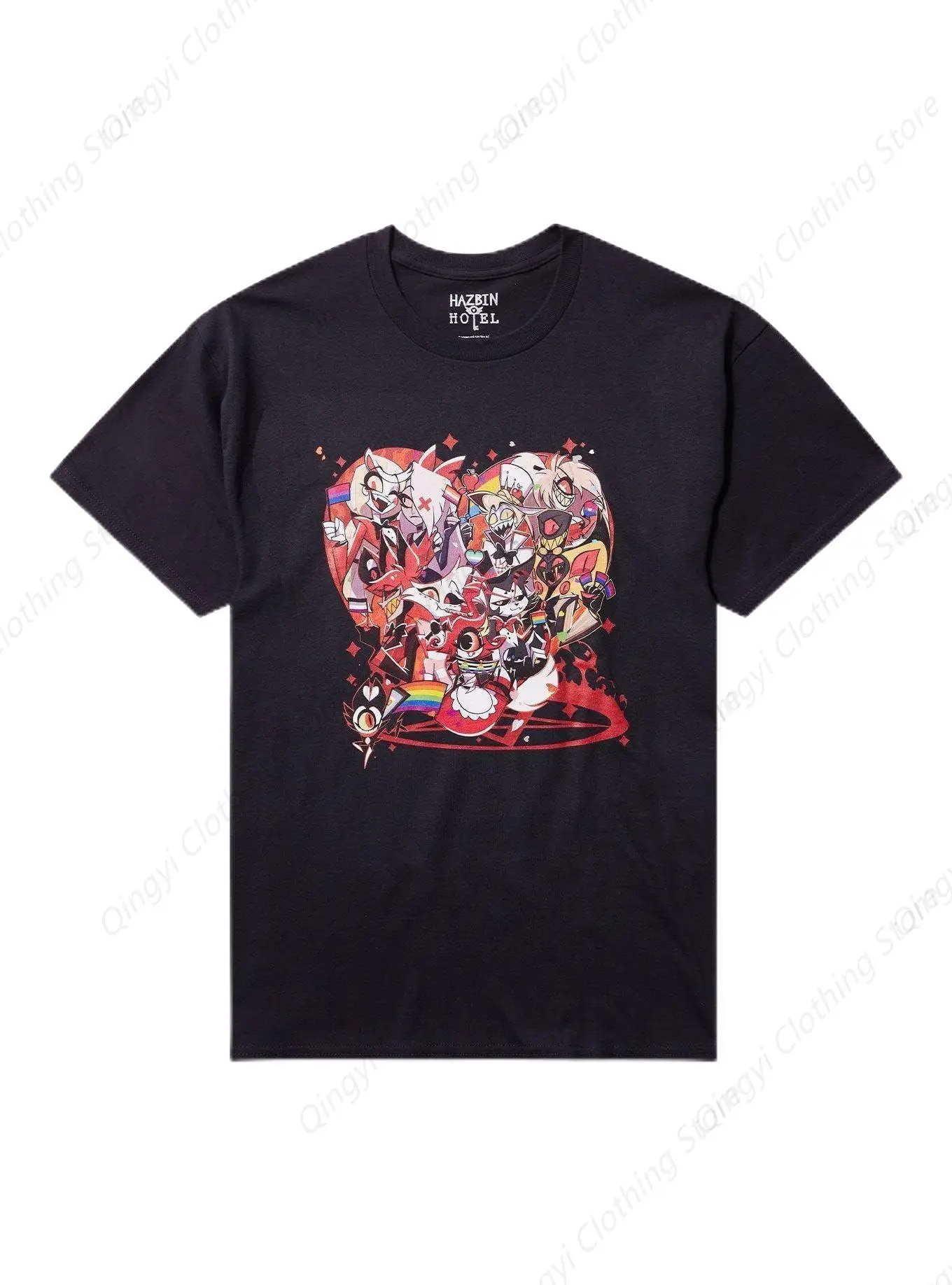 

The Stylish And Casual Hazbin Hotel Pride Flags Group T-Shirt Black