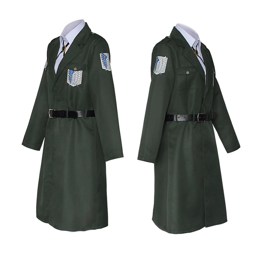 Attack on Titan Cosplay para homens, Shingek No Kyojin, uniforme escoteiro, casaco verde longo vento, roupas de Halloween