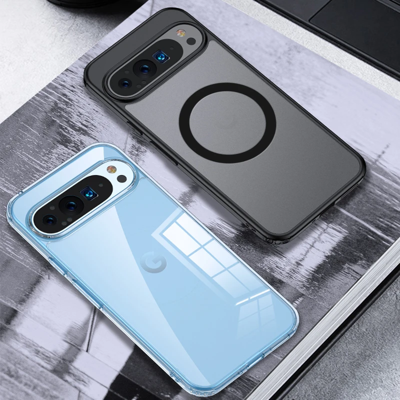 

For Google Pixel 9 Pro XL 8 7A Magsafe Magnetic Soft TPU edge Phone Case Wireless Charging Shockproof Matte PC Back Cover Cases