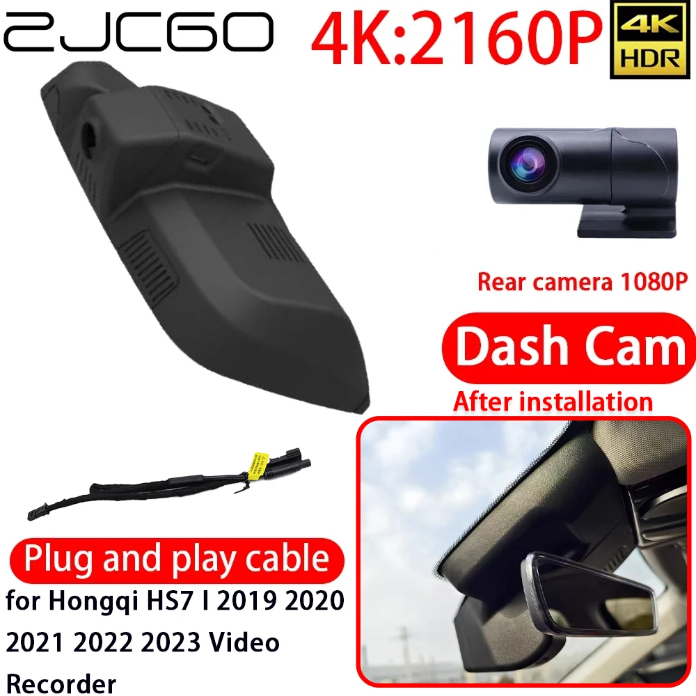 

ZJCGO for Hongqi HS7 I 2019 2020 2021 2022 2023 Video Recorder 4K DVR Dash Cam Wifi Front Rear Sony Lens Car Camera 24h Monitor