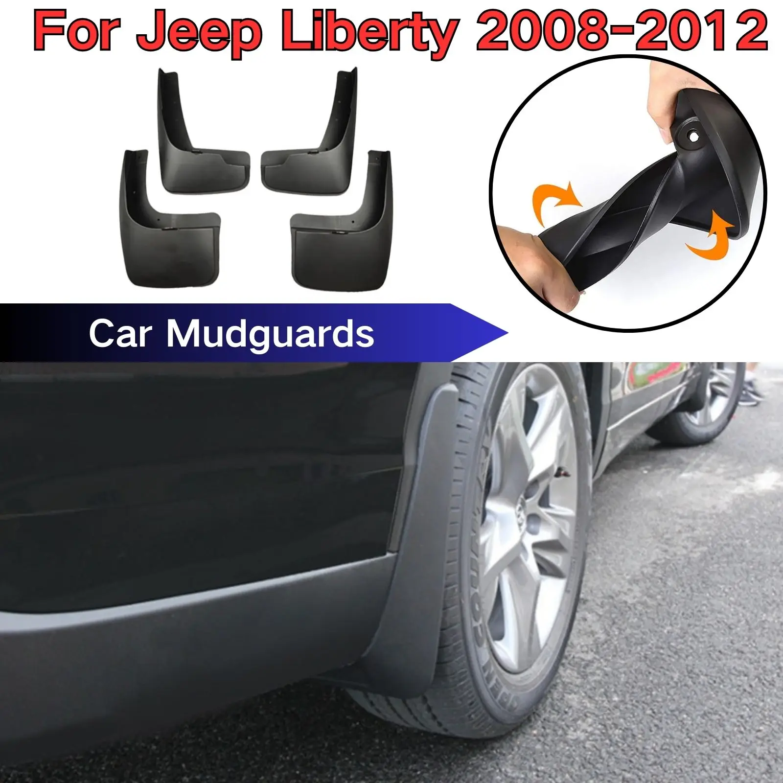 

Car Mudguards For Jeep Liberty 2008 2009 2010 2011 2012 Car Accessories 4 PCS Fender MudFlaps Splash Guards Front Rear Wheel