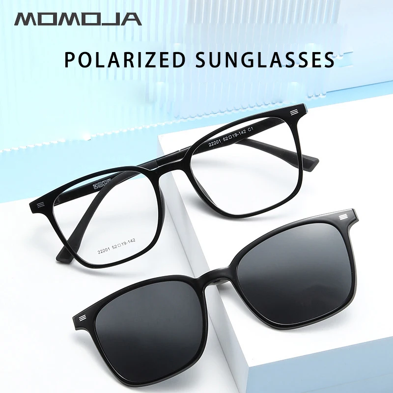 

MOMOJA Retro Fashion Eyewear Ultra Light TR90 Magnetic Clip-on Glasses Polarized Sunglasses Optical Prescription Frame Man Woman