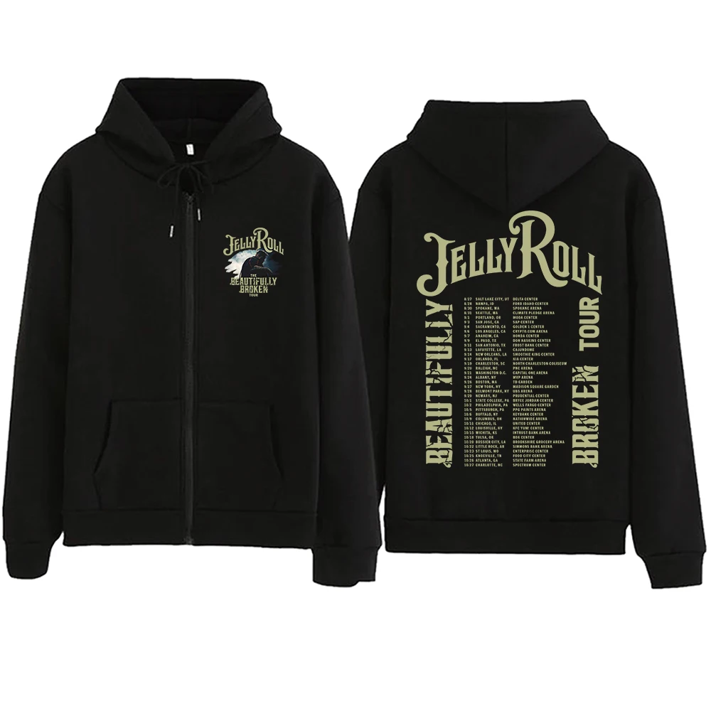 

Толстовка с капюшоном на молнии Jolly Roll The Beautifully Broken Tour 2024, толстовка в стиле Харадзюку