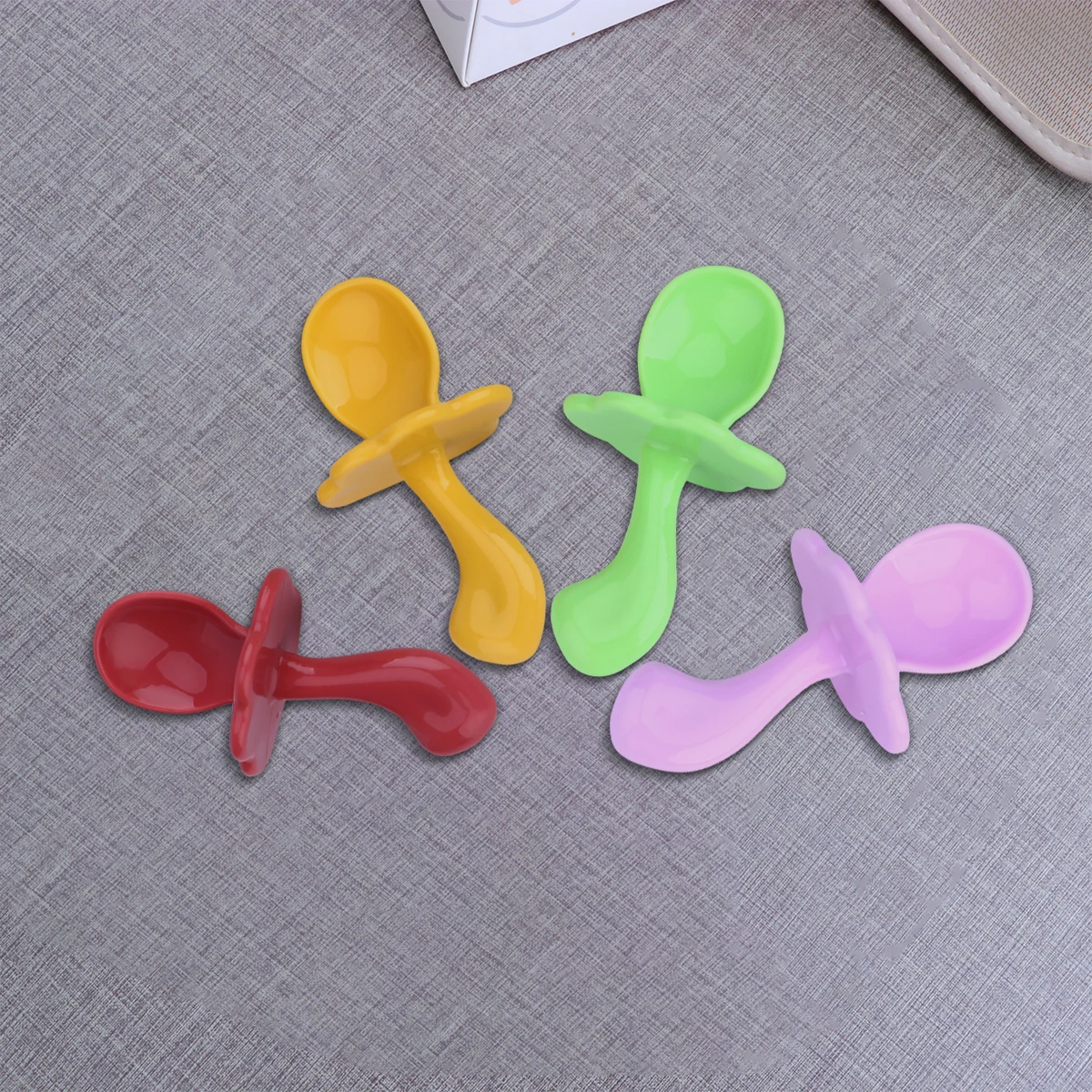 

4Set Baby Eating Training Spoon Fork Set Safe Material Ergonomic Design Protective Guard for Infants Easy Clean