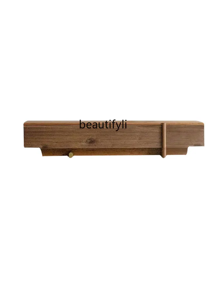 

Designer TV Cabinet Silent Style Light Luxury Black Walnut Log Nordic Simple Living Room Storage Floor Cabinet TV Stand