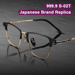 Japanese Brand Replica Men Eyebrow Glasses Frame Vintage Pure Titanium Eyewear Top Quality Retro Business Elitist Square Glasses