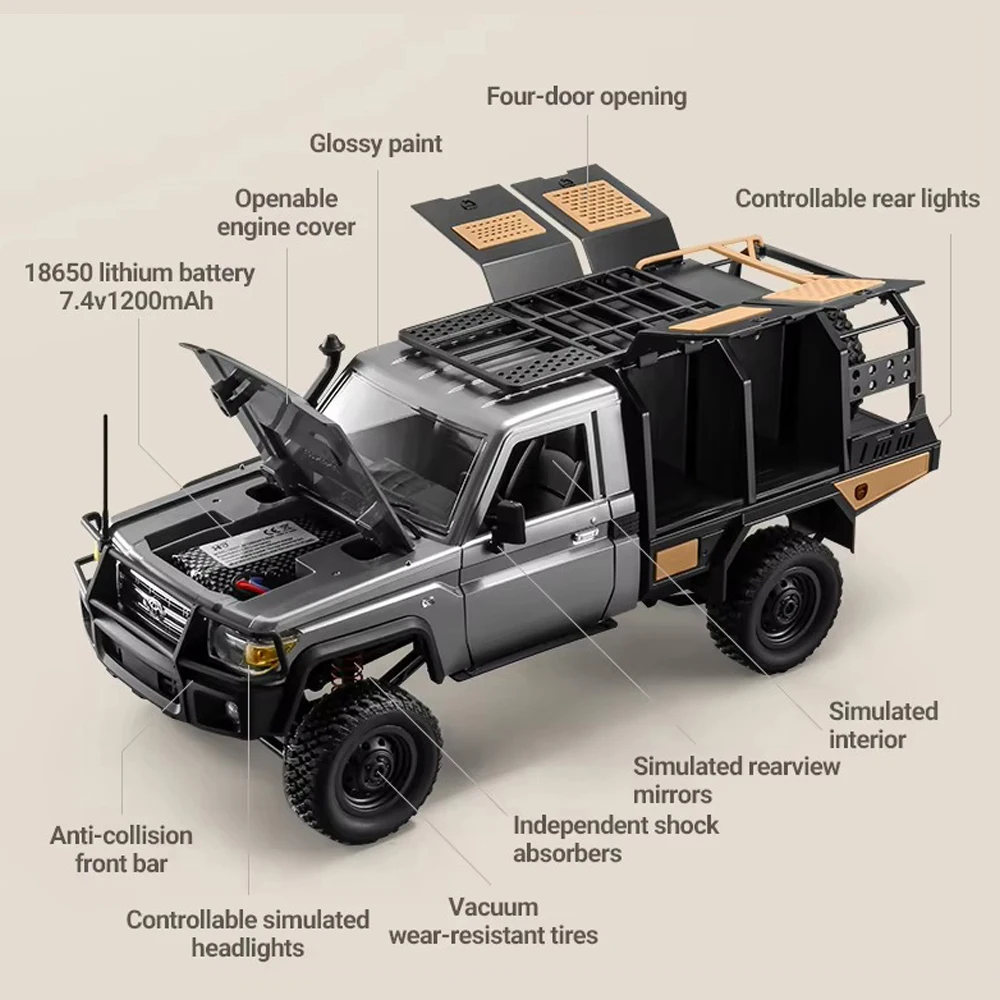 MN82S LC79 4WD RC voiture pick-up camion court avec boîte de chargement 1/12 pleine échelle télécommande escalade tout-terrain voiture jouets pour enfants adultes