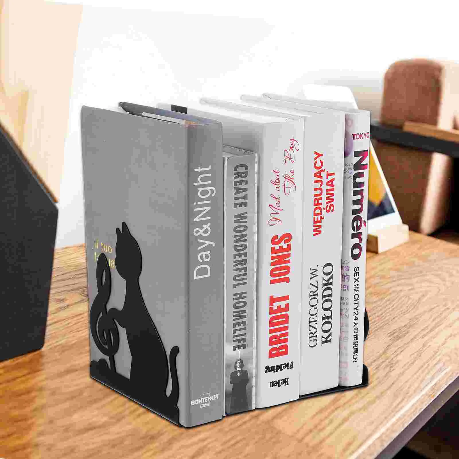 Books Black Cat Bookend Bookends Adornment for Office Home Desk Stoppers Shelves Supports