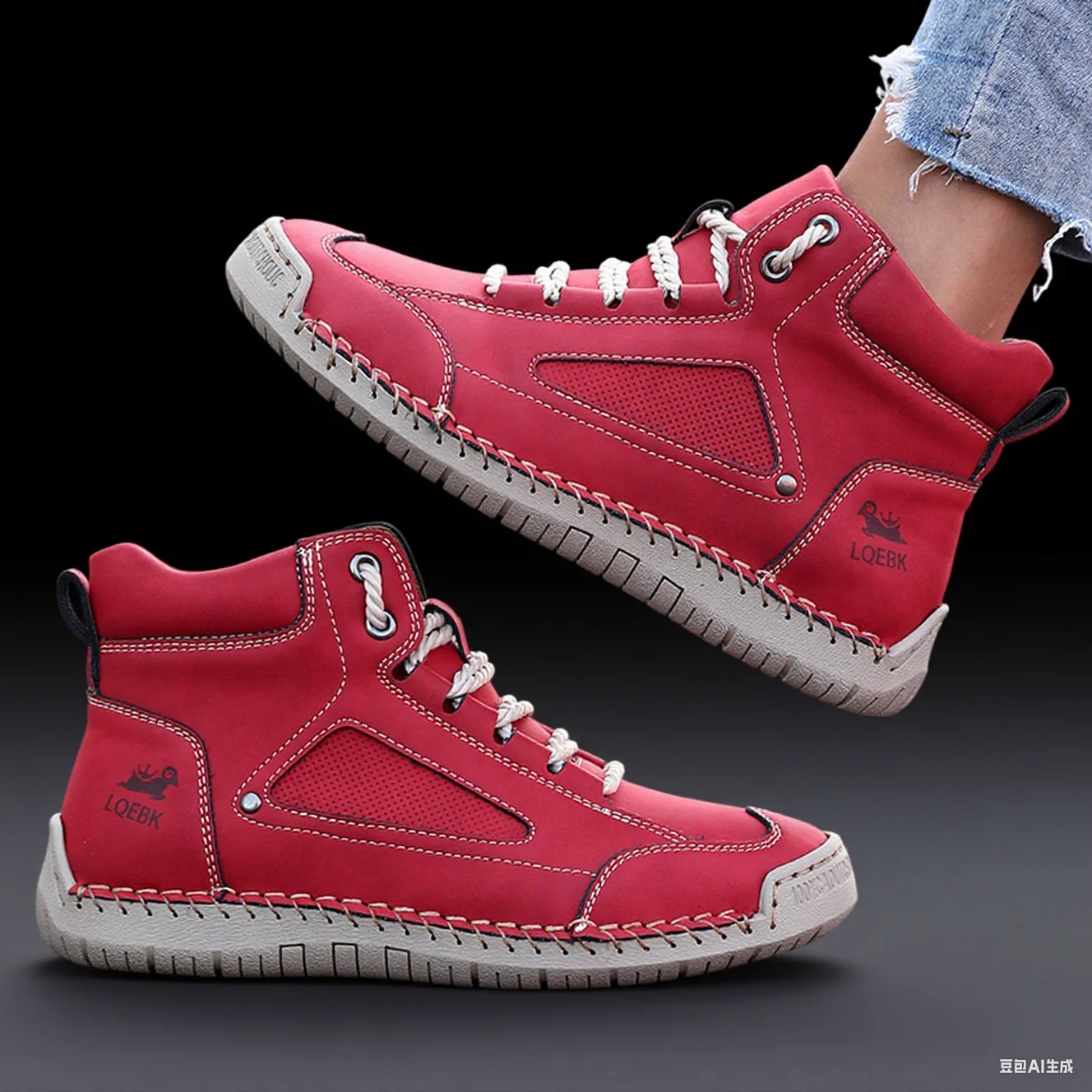 Short Boots Men Leather Sports Shoes with Handmade Stitching Design 2025 Women's Retro Loafers Suitable for Street Casual Style