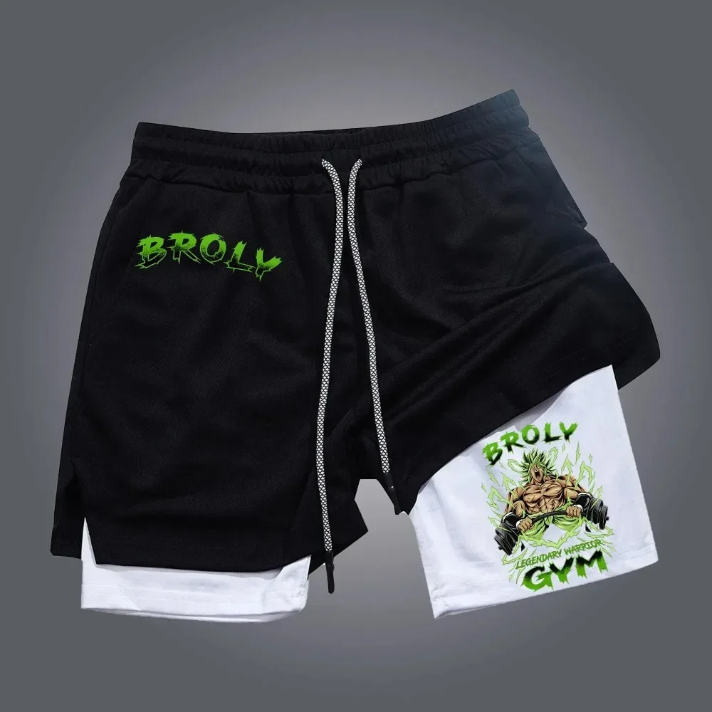 Dragon ball shorts de camada dupla 2026 verão masculino multi funcional respirável suor 2-em-1 shorts esportivos confortáveis de usar
