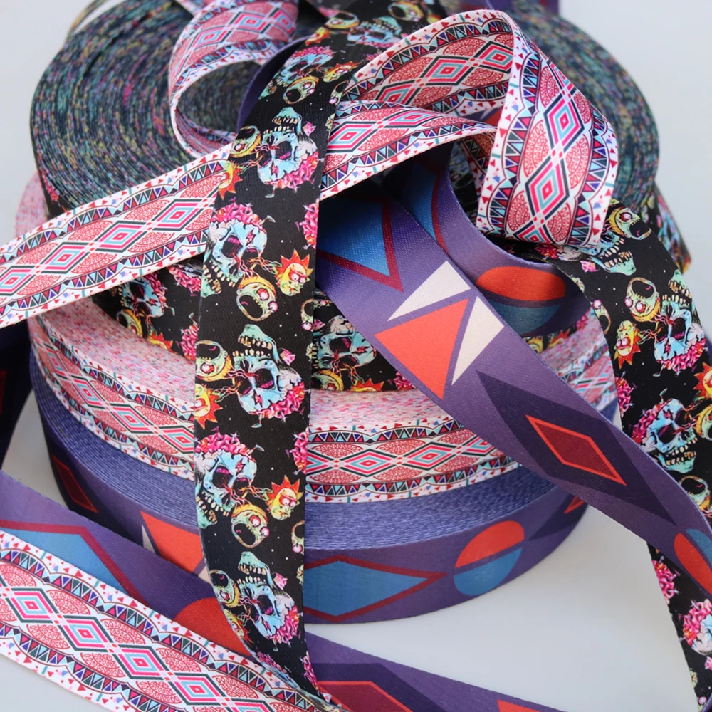 2 Yards Width 38mm Printed Webbing Ribbon Yoga Bag Straps Tape Dog Pet Collar Leash Harness Decoration Belt Sewing DIY Accessory