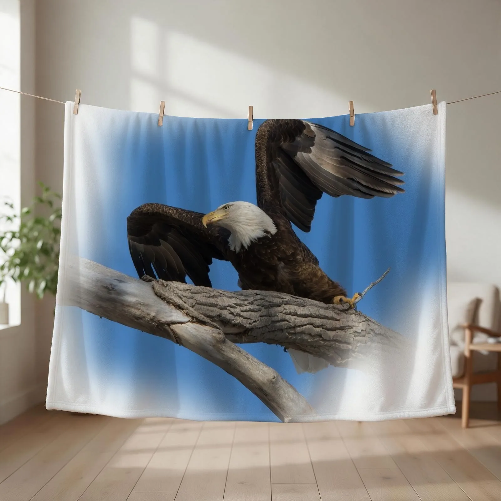 Eagle Taking off from Branch Throw Blanket blankets and throws For Baby Designers Shaggy Blankets